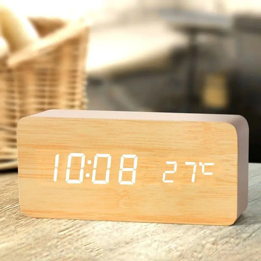 Wooden Digital Alarm Clock LED