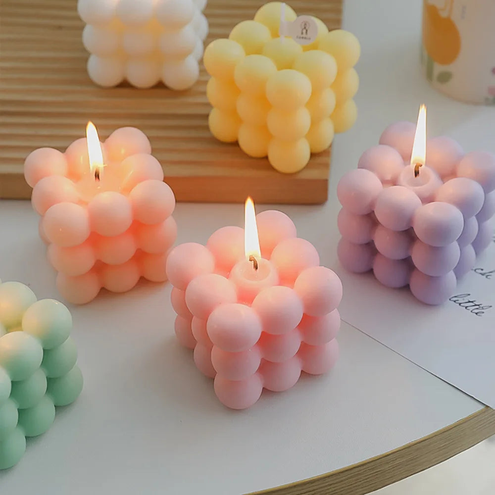 Bubble Cube Candle Handmade Scented Candle Aromatherapy Soy Wax candle