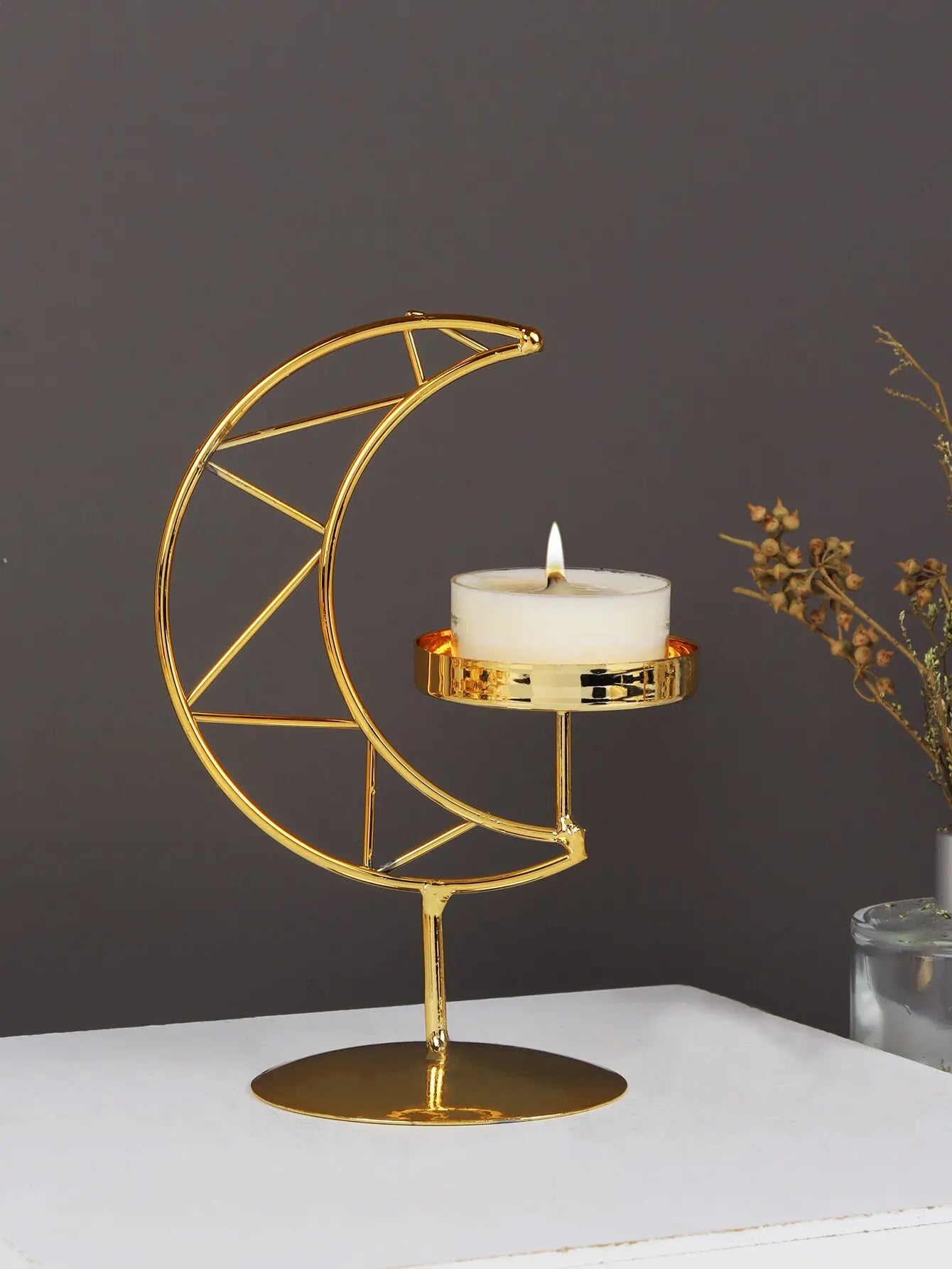 1pc Holder for Candles Moon Shape Stand