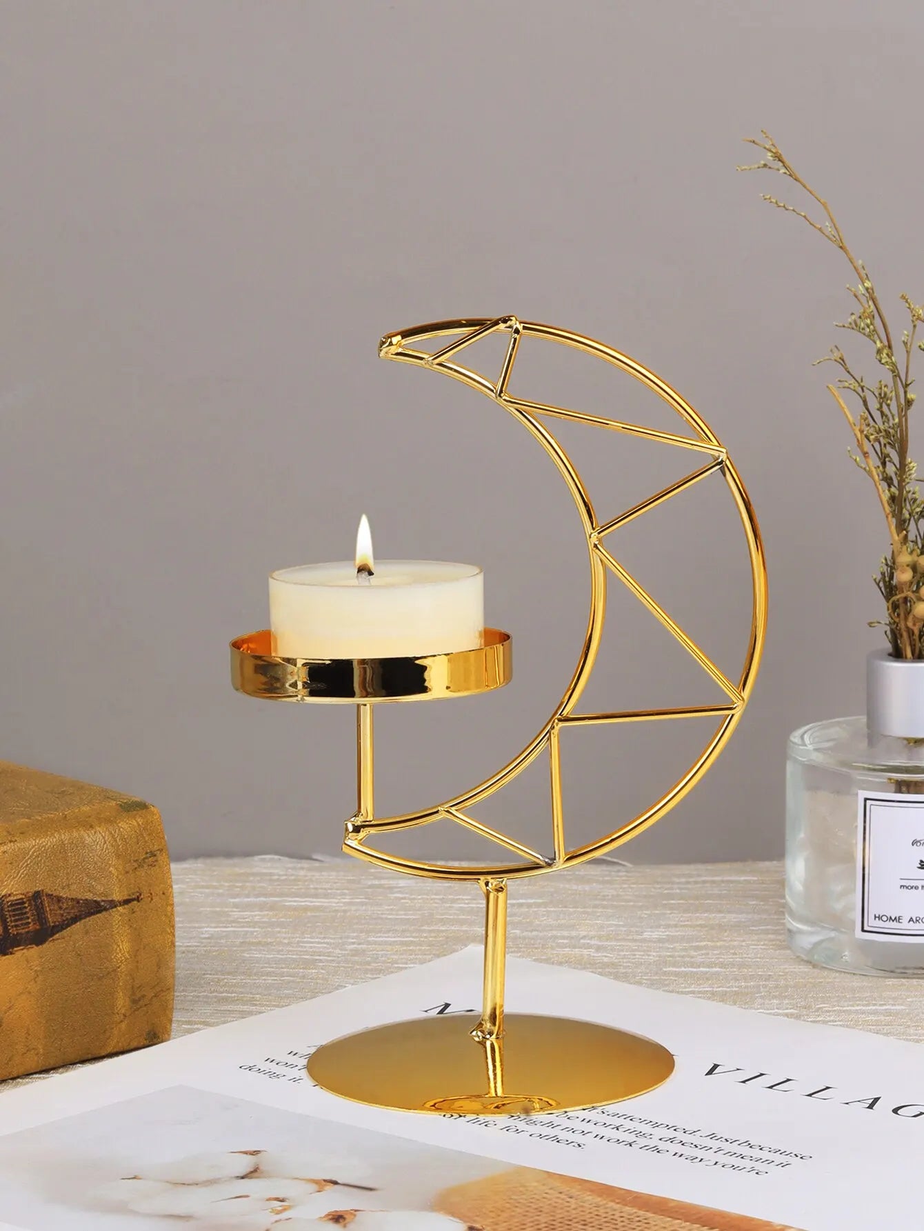 1pc Holder for Candles Moon Shape Stand