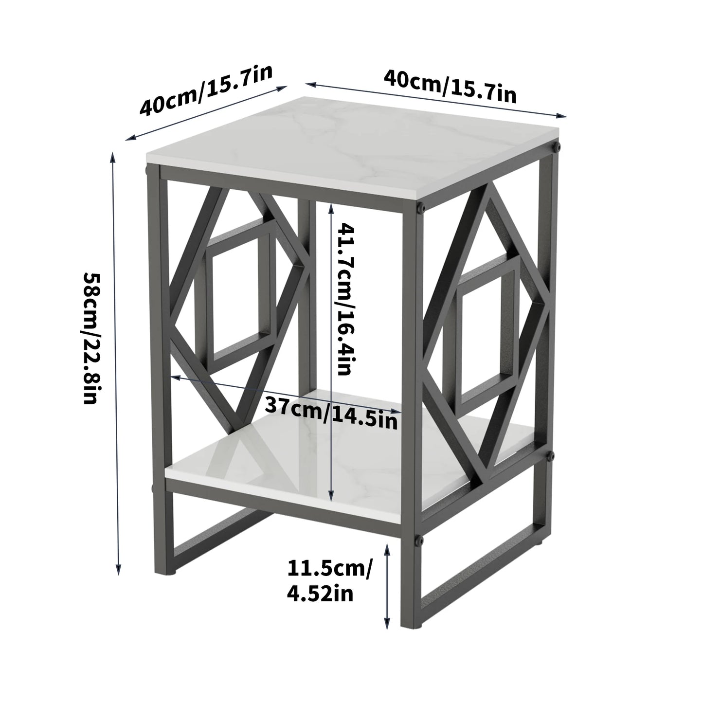 White Marble Top Side Table Black Frame