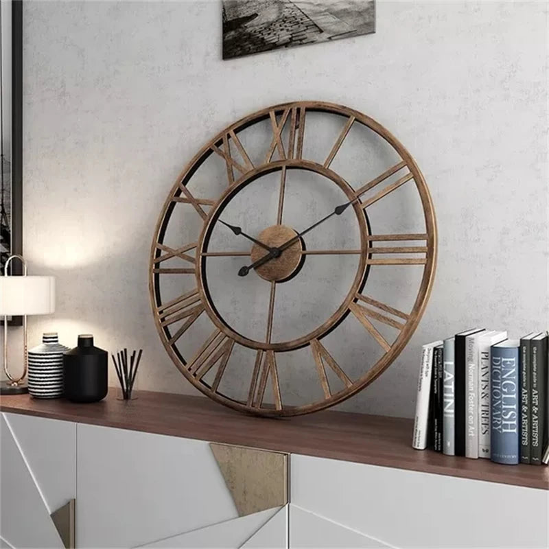 3D Roman Numerals Iron Wall Hanging Silent Clock