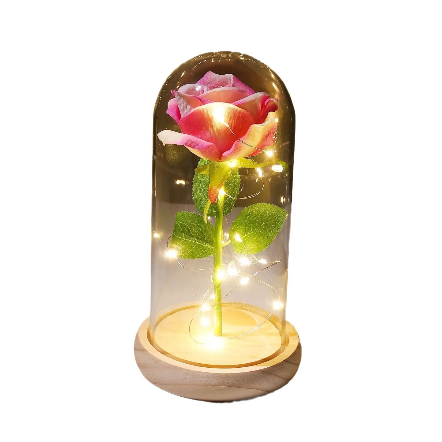 Preserved Flower Glass Artificial Rose Night Light