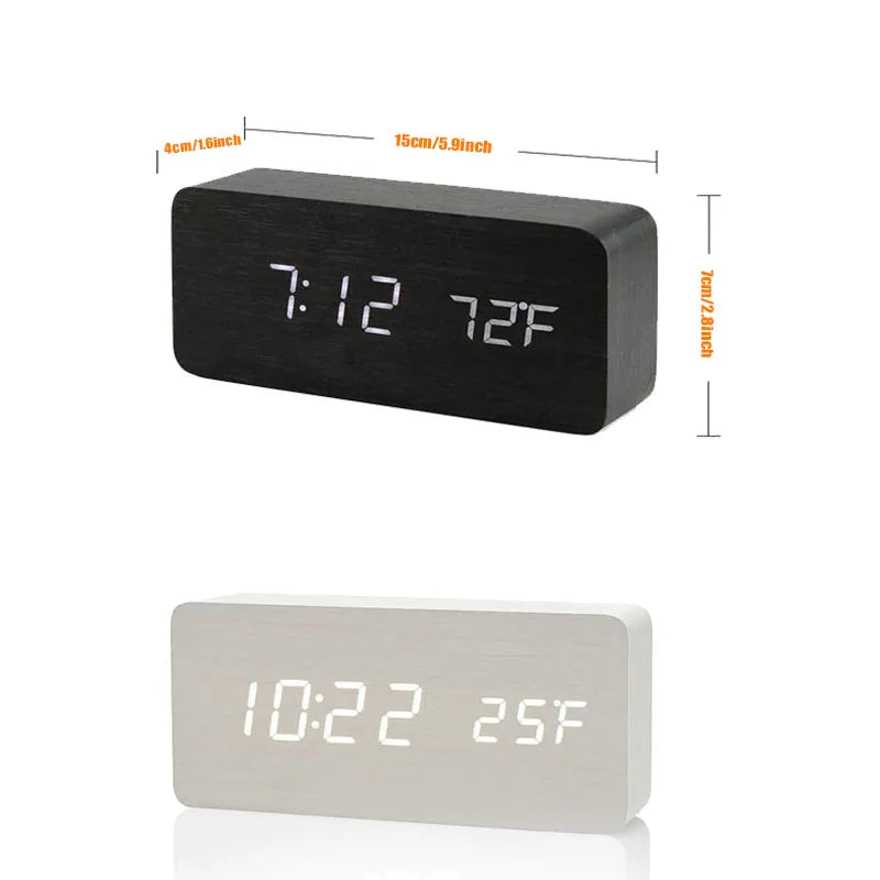 Wooden Digital Alarm Clock LED