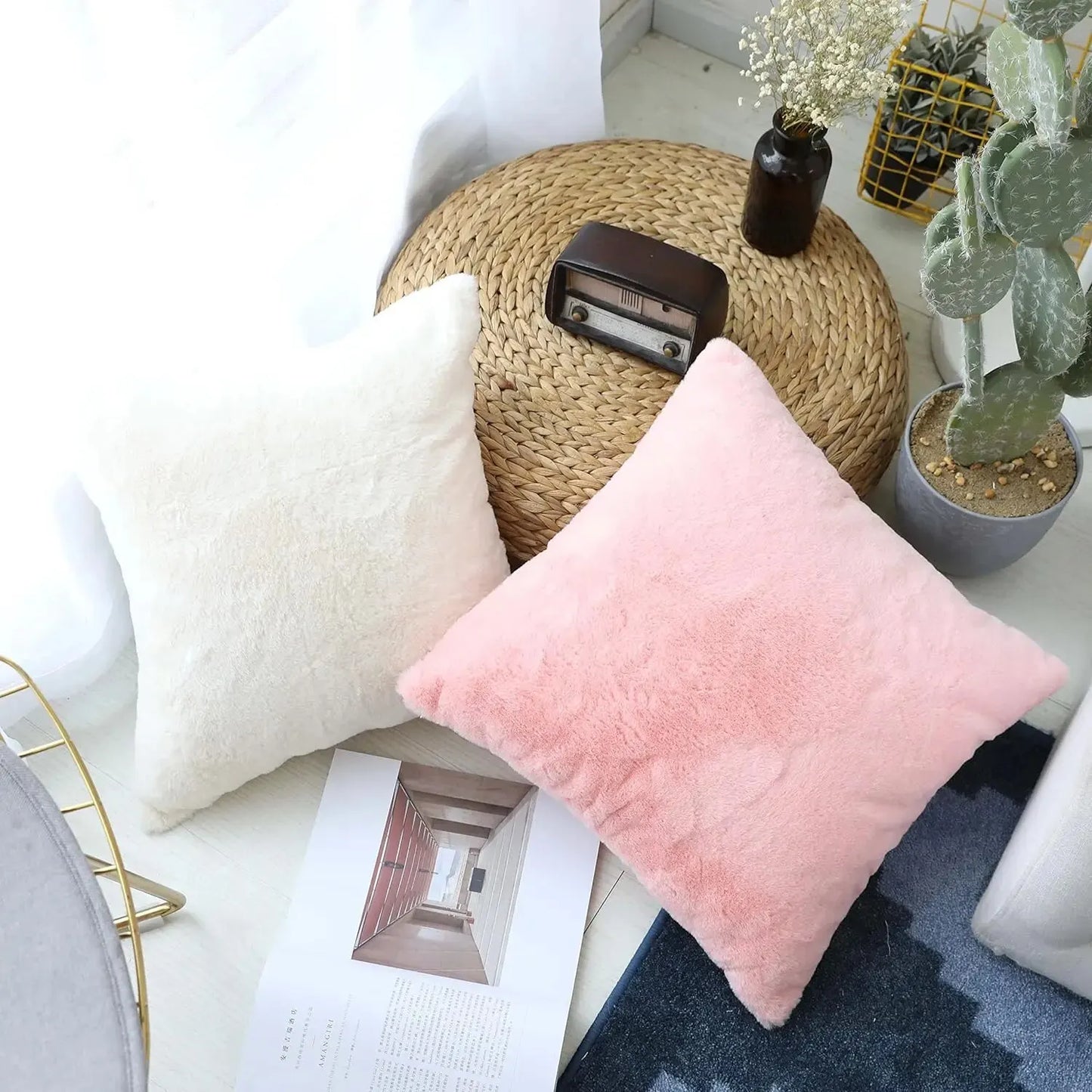 1Pcs Soft Faux Fur Cushion Cover