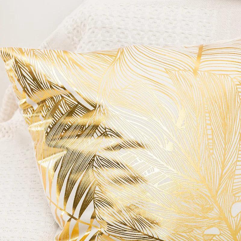 1Pcs Golden Leaf Bronzing Printed Pillow Covers