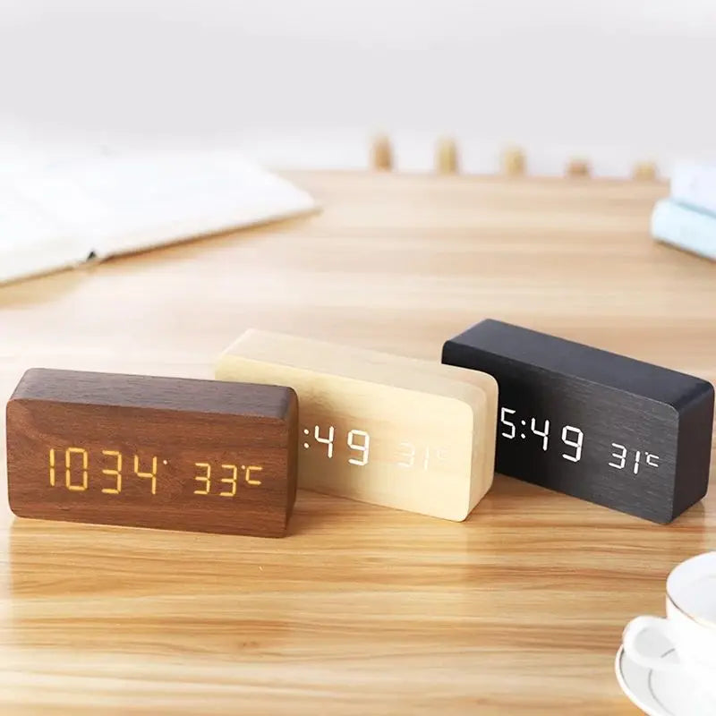 Wooden Digital Alarm Clock LED