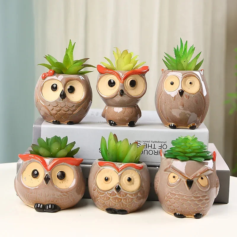 Cute Owl Ceramic Flower Pot 1pcs