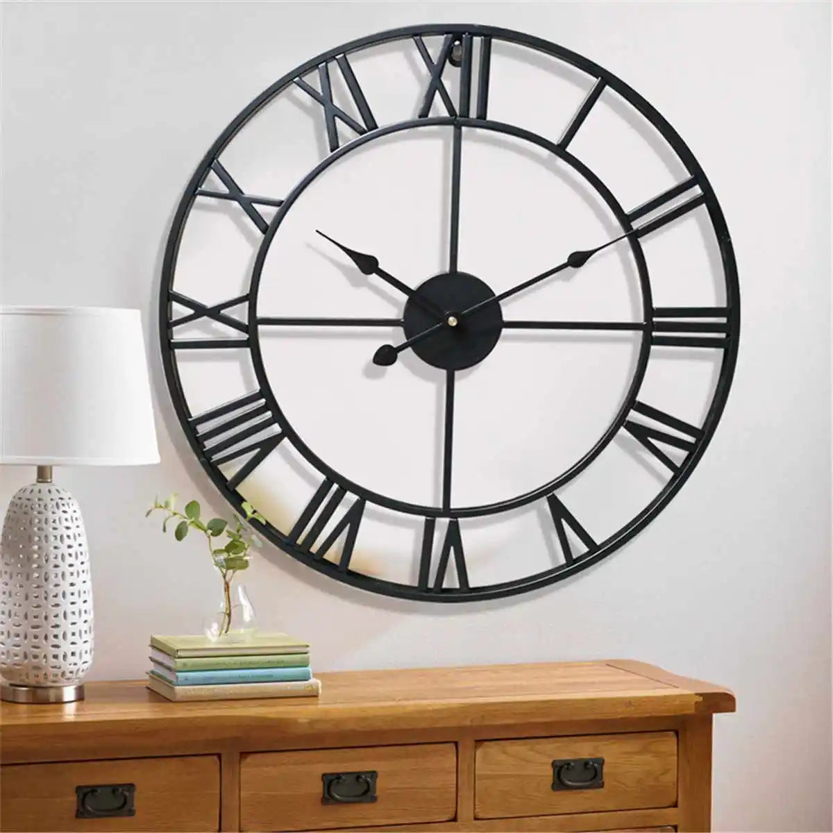 3D Roman Numerals Iron Wall Hanging Silent Clock