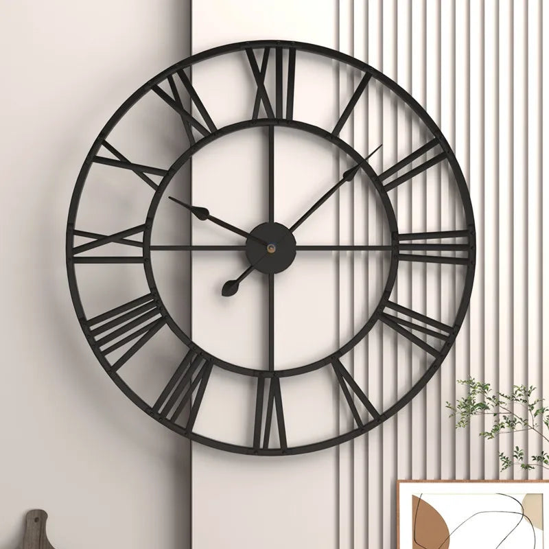 3D Roman Numerals Iron Wall Hanging Silent Clock