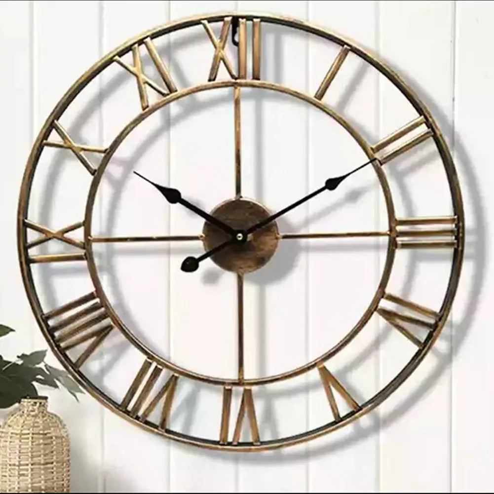 3D Roman Numerals Iron Wall Hanging Silent Clock