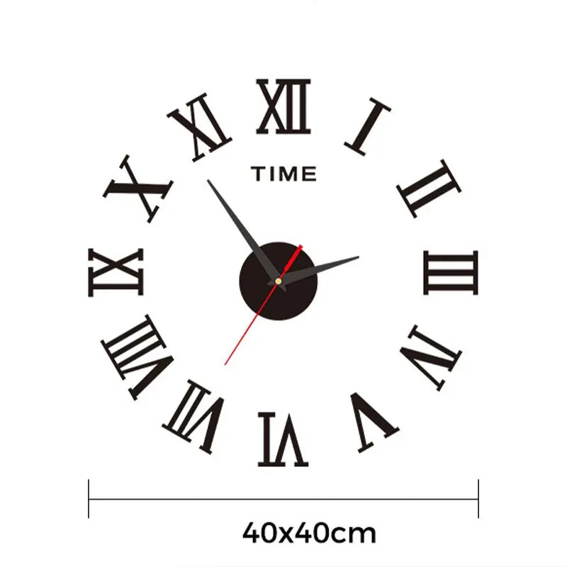 3D Digital Wall Clock Roman Numerals Design DIY Self Adhesive