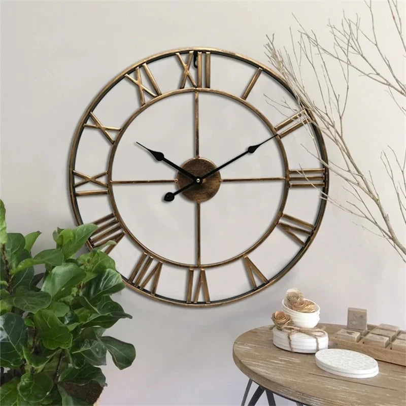 3D Roman Numerals Iron Wall Hanging Silent Clock