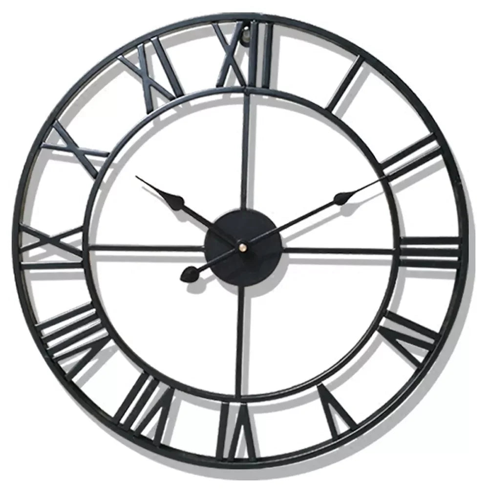 3D Roman Numerals Iron Wall Hanging Silent Clock